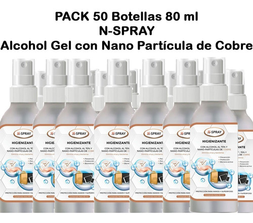 Kit 50 Alcohol Al 70% Con Nanopartículas Cobre N-spray