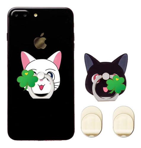 Zoeast(tm) 2pcs Phone Ring Grip Sailor Moon Black White Cat