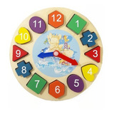 Reloj De Encastre De Madera Didáctico Juguete Colores
