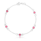 Pulseira Pontos De Luz Rosa 4mm Prata 925