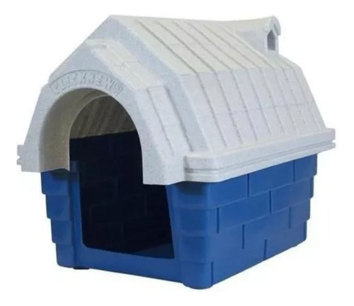 Casa Plástica Para Cães Clicknew Chaminé N°4 Azul/mármore