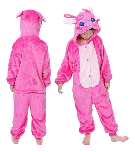 Pijama Animales Enterito Kigurumi Stitch Rosa Para Niños P7.