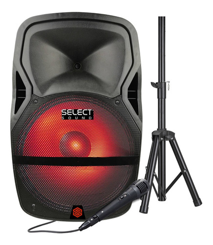 Bafle 15 Pulgadas Select Sound Titan Bt1506 Con Tripié Y Mic Color Negro