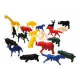 Kit 40 Animais Zoológico Colorido Plástico Bichos Brinquedo