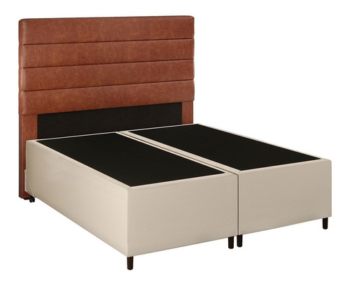 Cabeceira Base Cama Box Casal Queen 158 Hit Corano Bge/camel