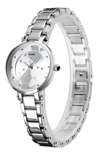 Reloj Mujer Skmei 1411 Acero Minimalista Elegante Clasico Color De La Malla Plateado