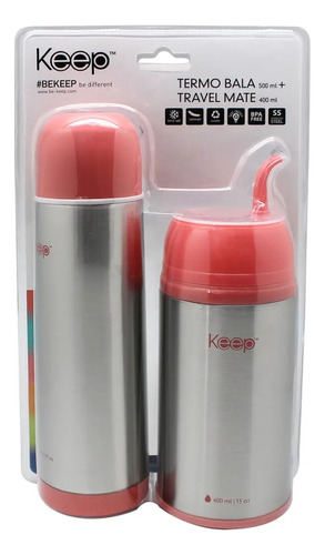 Set Termo Bala + Termo Travel Mate Keep Color Rosado