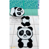 Jogo De Tapetes Para Banheiro Formato Panda - 3 Pç - Frufru