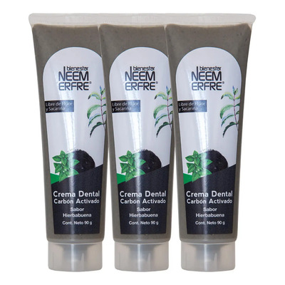 Paq. De 3- Crema Dental Carbon Activado Sin Fluor, Sacarina | Meses sin interés