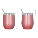 Vaso Térmico De Acero Inoxidable P/café, Vino, Cerveza, 2 Pz Rosa Oro Y Rosa Oro