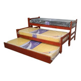 Cama Nido Triple Pino Laqueado Lustre Cedro