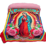 Cobertor Con Borrega De Virgen De Guadalupe Matrimonial