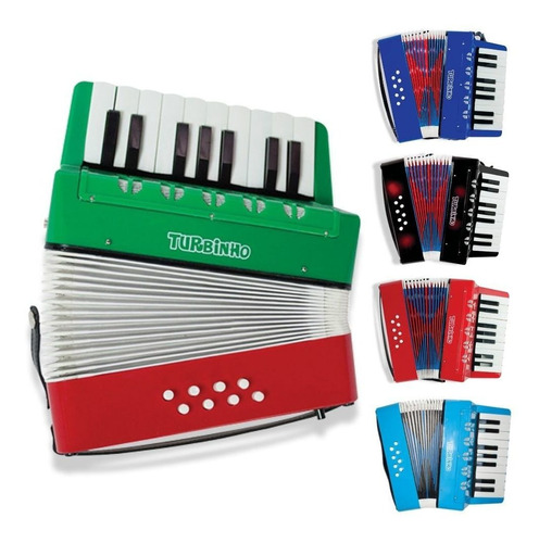 Acordeon Sanfona Infantil Turbinho 8 Baixos - Varias Cores