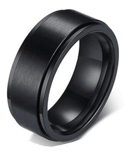 Anillo De Hombre Titanio Black Titan Giratorio Moda 2022 M1