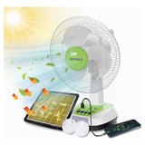 Ventilador Solar Recargable De Mesa Cargador De Celular Foco