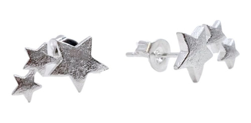 Aros Trio De Estrellas, Plata 925, Regalo Mujer