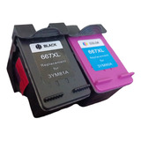 Pack 2 Tinta Compatible 667xl Negro 3ym81al Tricolor 3ym80al