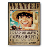 Cuadro Serie Netflix One Piece Wanted Luffy 31x43 Madera 