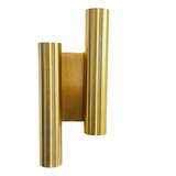 Arandela Pipe Tubo Duplo Dourado Parede Interna Iluminar Ambiente