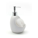 Dispenser Jabon Liquido Detergente Ceramica Blanco Esponja