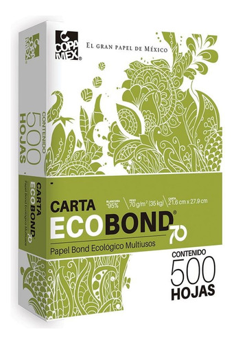 Papel Ecobond Blanco Carta 500 Hojas