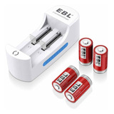 4 Pilas Ebl Cr123a Litio Recargables 750mah Con Cargador