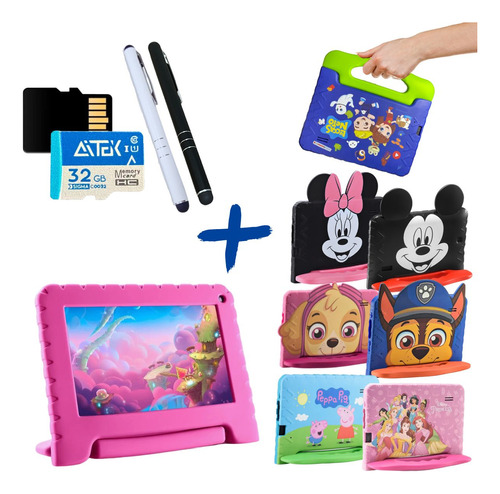 Tablet 32gb Infantil Wifi 7 Pol + Capa + Caneta Cartão 32gb