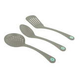 Kit Utensilios Cozinha Cinza Nylon 03 Peças - Plasvale