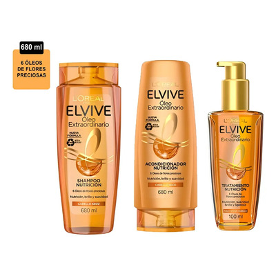Rutina Tratamiento Cabello Elvive Loreal Óleo Extraordinario | Envío gratis