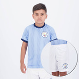 Kit Manchester City Maine Juvenil Azul E Branco