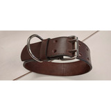 Collar Cuero Perro 5 Cm Ancho Marrón Oscuro Con Costura 