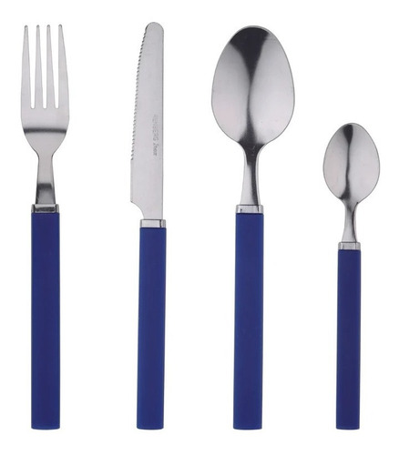 Set Cuberteria 24 Pzs Acero Inox  Azul