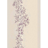 Papel Tapiz Beige Claro Con Línea De Flores Lilas Y Blancas