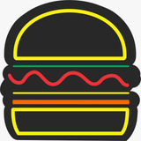 Aviso En Neon Flex Diseño Hamburguesa Con Base En Acrílico