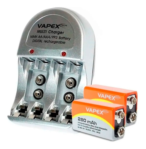 Cargador De Pilas Aa Aaa + 2 Baterías Pilas Recargable 9v