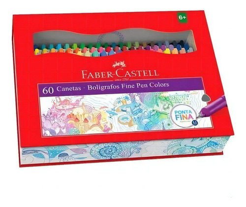 Caneta Ponta Porosa Fine Pen Colors 60 Cores Cor Da Tinta Sortidas Cor Do Exterior Vermelho