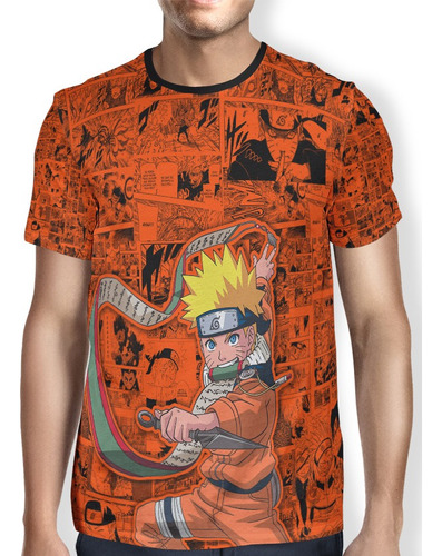 Short + Camiseta Masculino Naruto Shippuden Praia Verão Full
