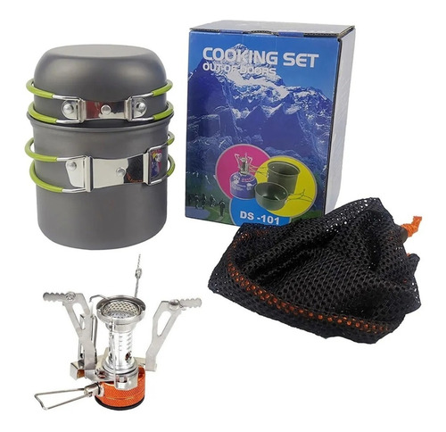 Set Ollas Portátil Outdoor Camping Trekking + Mini Cocinilla