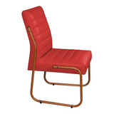 Conjunto Com 4 Cadeira Jade Sala De Jantar Couro Sintético Cor Da Estrutura Da Cadeira Bronze Cor Do Assento Vermelho Desenho Do Tecido Liso