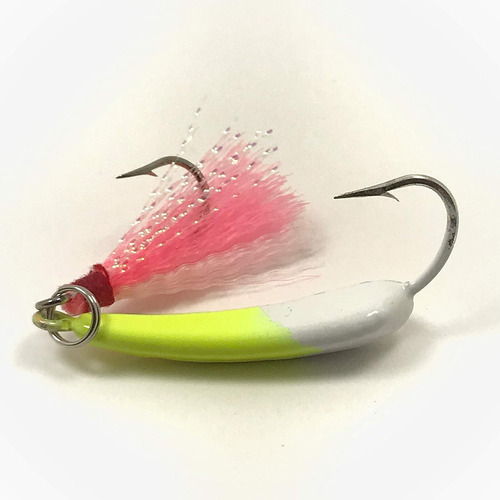 Pompano Jigs Goofy Jig Chartreuse/white Jigs Con Pink Teaser