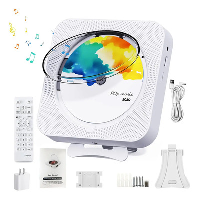 VUEKIME® Portatil Música Reproductor Cd Player Bluetooth Radiofm, Bluetooth con Woofer Potente, Doble Altavoz Magnético, USB\u002FTF\u002F3.5mm, Cubierta Protectora y Bluetooth 5.0 | Meses sin interés