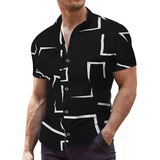 Camisa De Manga Corta Para Hombre Con Estampado Geométrico