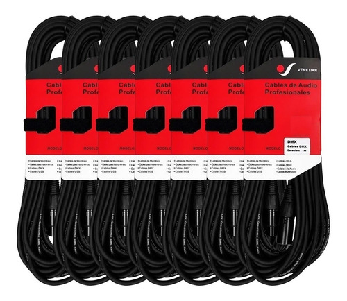 Venetian Dmx Cable 1 Metros 120 Ohm Iluminación Pack X 7 Xlr