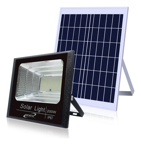 Reflector Led 200w Luz Dia + Panel Solar (ip65) (infrs2-200w