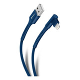 Cable Usb A Lightning Con Conector A 90° De 1 M Color Azul