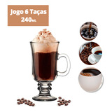 Jogo 6 Taça Caneca Café Cappuccino Milk Shake 240ml Vidro