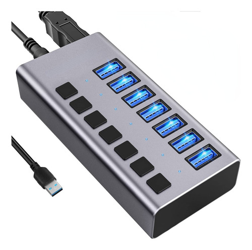 Concentrador Usb Alimentado Con 7 Puertos Usb 3.0 Divisor De