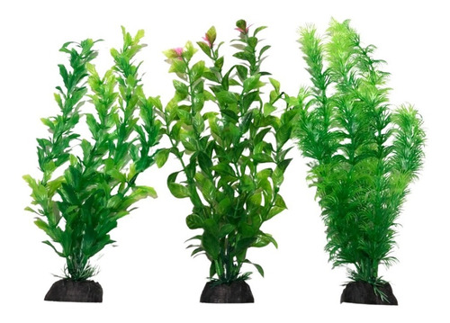 Kit Plantas Artificiais Aquários Green Kit 3un - 30cm