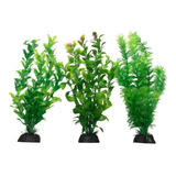 Kit Plantas Artificiais Aquários Green Kit 3un - 30cm