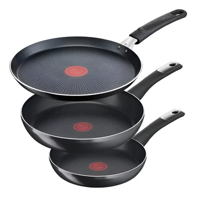 Jgo Sartenes 20\u002F24 + Crepera 25 Hard Titanium T-fal C3829182 Color Negro | Envío gratis